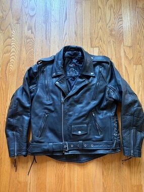 Vintage Leather King Motorcycle Jacket - Men's